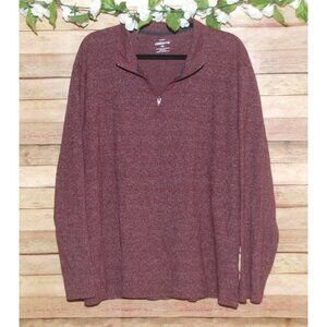 Claiborne Men's Maroon Pullover Sweater Size XXL Long Sleeve 1/4 Zip